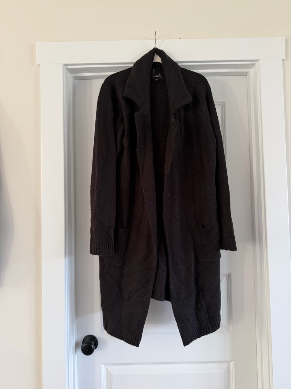 Womens black Open-Front Long Knit Cardigan Jacket